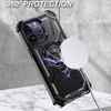 MagSafe Compatible Military Grade Hybrid Case with Kickstand Ring Holder for iPhone 15 Pro - Black