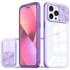 HD Transparent Case with Camera Privacy Cover for iPhone 15 - Purple