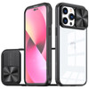 HD Transparent Case with Camera Privacy Cover for iPhone 15 Plus - Black