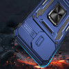 Military Grade Ring Holder Case with Camera Lens Cover for iPhone 15 Pro Max - Navy Blue