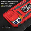 Military Grade Ring Holder Case with Camera Lens Cover for iPhone 15 Pro Max - Red