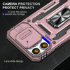Military Grade Ring Holder Case with Camera Lens Cover for iPhone 15 Pro Max - Rose Gold