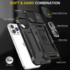 Military Grade Ring Holder Case with Camera Lens Cover for iPhone 15 Pro - Black