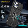 Military Grade Ring Holder Case with Camera Lens Cover for iPhone 15 Pro - Black
