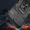Military Grade Ring Holder Case with Camera Lens Cover for iPhone 15 - Black