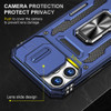 Military Grade Ring Holder Case with Camera Lens Cover for iPhone 15 - Navy Blue