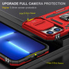 Military Grade Ring Holder Case with Camera Lens Cover for iPhone 15 - Red
