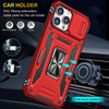Military Grade Ring Holder Case with Camera Lens Cover for iPhone 15 - Red