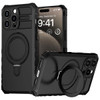 Hybrid Armor Case with MagSafe Ring Stand for iPhone 15 Pro Max - Black