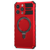 Hybrid Armor Case with MagSafe Ring Stand for iPhone 15 Pro Max - Red