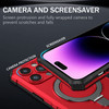 Hybrid Armor Case with MagSafe Ring Stand for iPhone 15 Pro - Red
