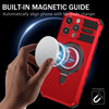 Hybrid Armor Case with MagSafe Ring Stand for iPhone 15 Pro - Red