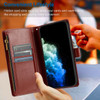 Leather Wallet Case with Zipper Pocket for iPhone 15 Pro Max - Brown