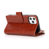 Leather Wallet Case with Zipper Pocket for iPhone 15 Pro Max - Brown