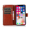 Leather Wallet Case with Zipper Pocket for iPhone 15 Pro Max - Brown