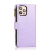 Leather Wallet Case with Zipper Pocket for iPhone 15 Pro Max - Lavender