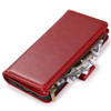 Leather Wallet Case with Zipper Pocket for iPhone 15 Pro Max - Red