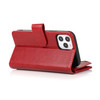 Leather Wallet Case with Zipper Pocket for iPhone 15 Pro Max - Red