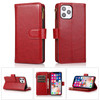 Leather Wallet Case with Zipper Pocket for iPhone 15 Pro Max - Red
