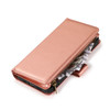 Leather Wallet Case with Zipper Pocket for iPhone 15 Pro Max - Rose Gold