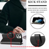 Leather Wallet Case with Zipper Pocket for iPhone 15 Pro - Black