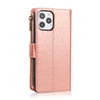 Leather Wallet Case with Zipper Pocket for iPhone 15 Pro - Rose Gold