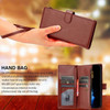 Leather Wallet Case with Zipper Pocket for iPhone 15 Plus - Brown