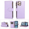 Leather Wallet Case with Zipper Pocket for iPhone 15 - Lavender