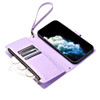 Leather Wallet Case with Zipper Pocket for iPhone 15 - Lavender