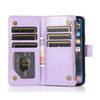 Leather Wallet Case with Zipper Pocket for iPhone 15 - Lavender