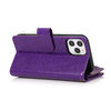 Leather Wallet Case with Zipper Pocket for iPhone 15 - Purple