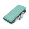 Leather Wallet Case with Zipper Pocket for iPhone 15 - Teal
