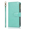 Leather Wallet Case with Zipper Pocket for iPhone 15 - Teal