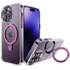 HD Transparent Case with MagSafe Kickstand Ring Holder for iPhone 15 Pro Max - Pink