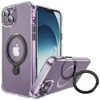 HD Transparent Case with MagSafe Kickstand Ring Holder for iPhone 15 Plus - Black