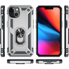 Military Grade Hybrid Case with Ring Grip for iPhone 15 - Silver