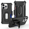 Ultra Rugged Hybrid Kickstand Case with Card Slot and Belt Clip Holster for iPhone 15 Pro Max - Black