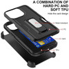 Ultra Rugged Hybrid Kickstand Case with Card Slot and Belt Clip Holster for iPhone 15 Pro Max - Black