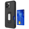 Ultra Rugged Hybrid Kickstand Case with Card Slot and Belt Clip Holster for iPhone 15 Pro Max - Black