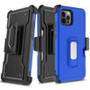 Ultra Rugged Hybrid Kickstand Case with Card Slot and Belt Clip Holster for iPhone 15 Pro Max - Blue