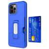 Ultra Rugged Hybrid Kickstand Case with Card Slot and Belt Clip Holster for iPhone 15 Pro Max - Blue