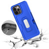 Ultra Rugged Hybrid Kickstand Case with Card Slot and Belt Clip Holster for iPhone 15 - Blue