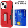 Ultra Rugged Hybrid Kickstand Case with Card Slot and Belt Clip Holster for iPhone 15 - Red