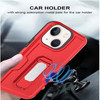Ultra Rugged Hybrid Kickstand Case with Card Slot and Belt Clip Holster for iPhone 15 - Red