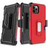 Ultra Rugged Hybrid Kickstand Case with Card Slot and Belt Clip Holster for iPhone 15 - Red
