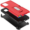 Ultra Rugged Hybrid Kickstand Case with Card Slot and Belt Clip Holster for iPhone 15 - Red
