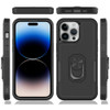TUFF Shockproof Hybrid Armor Case with Ring Grip for iPhone 15 - Black