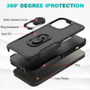 TUFF Shockproof Hybrid Armor Case with Ring Grip for iPhone 15 - Black