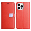 Extra Series Essential Leather Wallet Stand Case for iPhone 15 Pro Max - Red
