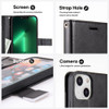 Extra Series Essential Leather Wallet Stand Case for iPhone 15 Plus - Black